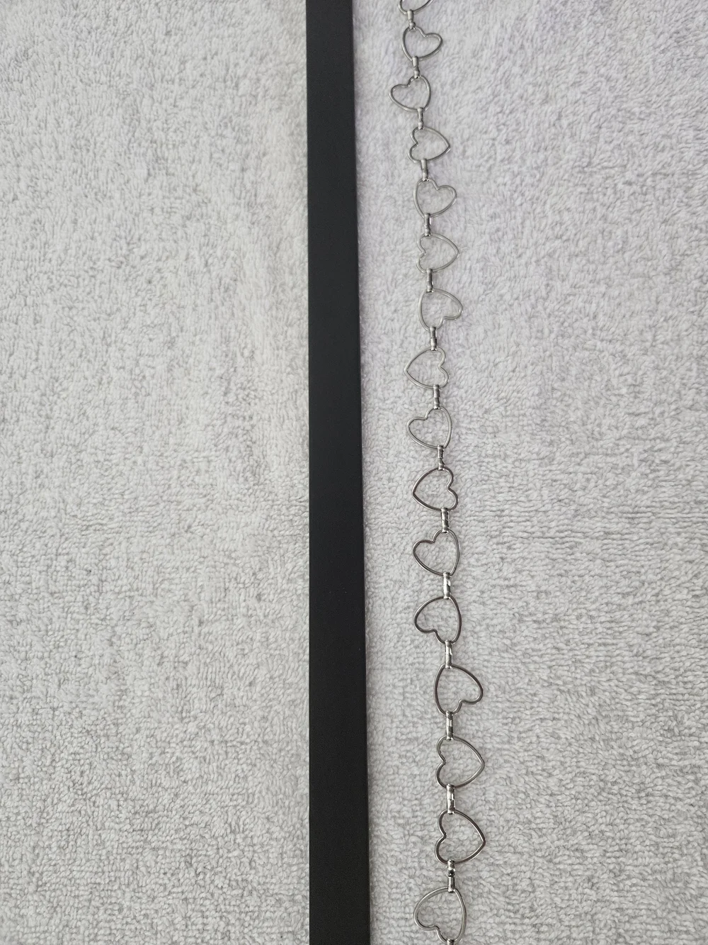 Art Class Girls Black Faux Leather Bow Belt Detachable Silver Heart Chain Size M
